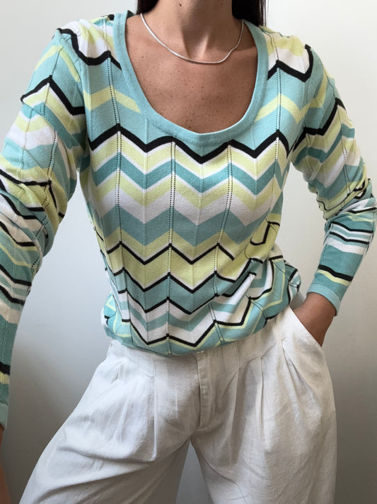 Vintage Chevron Sweater Size Small