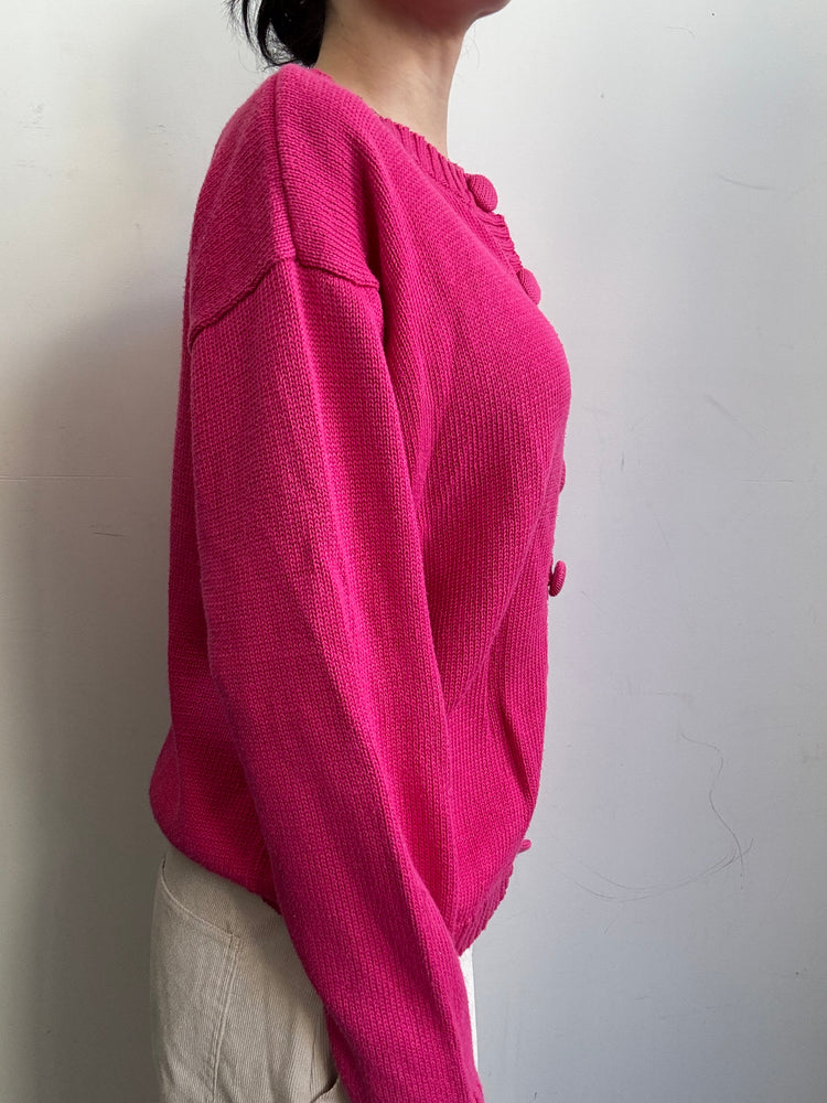 Vintage Pink Cotton Cardigan Size L