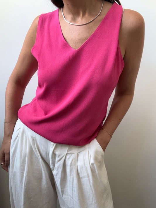 Vintage Pink Knit Tank Size Large