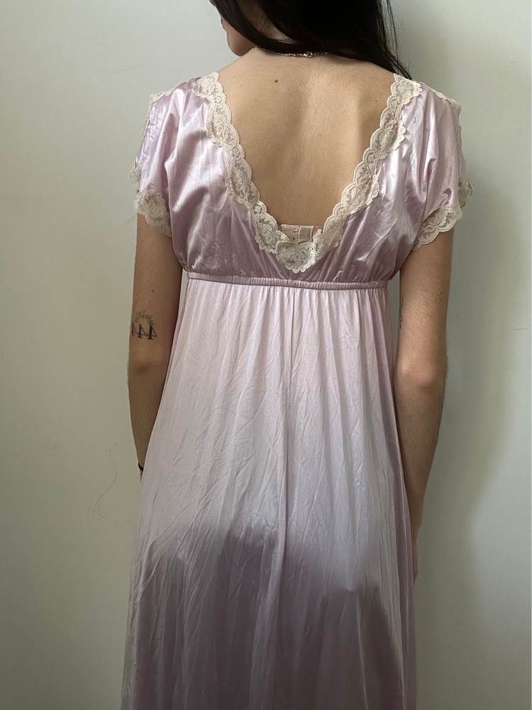 Vintage Light Purple Lace Maxi Slip Dress Size Small