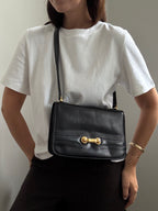 Vintage Gucci Shoulder Black Leather Bag
