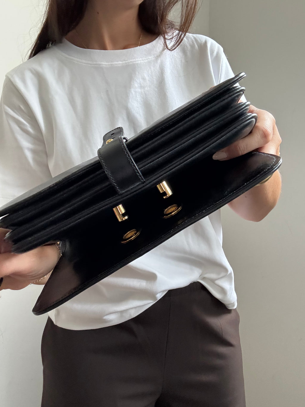 Vintage Gucci Shoulder Black Leather Bag