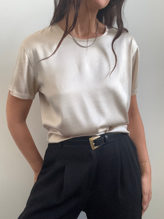 Vintage Silk Ivory Top Size Small