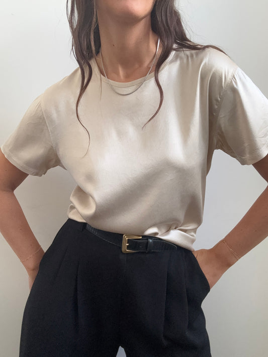 Vintage Silk Ivory Top Size Small