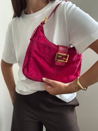 Vintage 1997 Fuchsia Fendi Suede Bag Medium