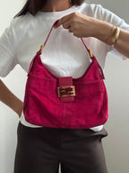 Vintage 1997 Fuchsia Fendi Suede Bag Medium