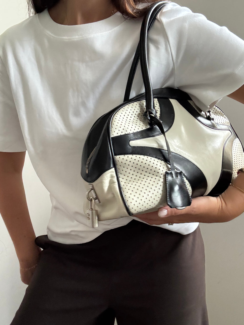 Vintage Prada 2000's Vitello Bowling Bag