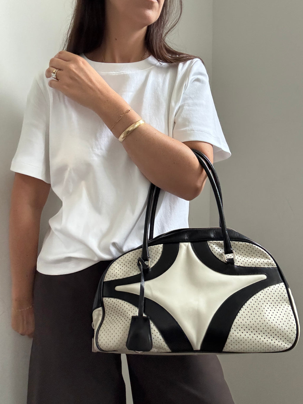 Vintage Prada 2000's Vitello Bowling Bag
