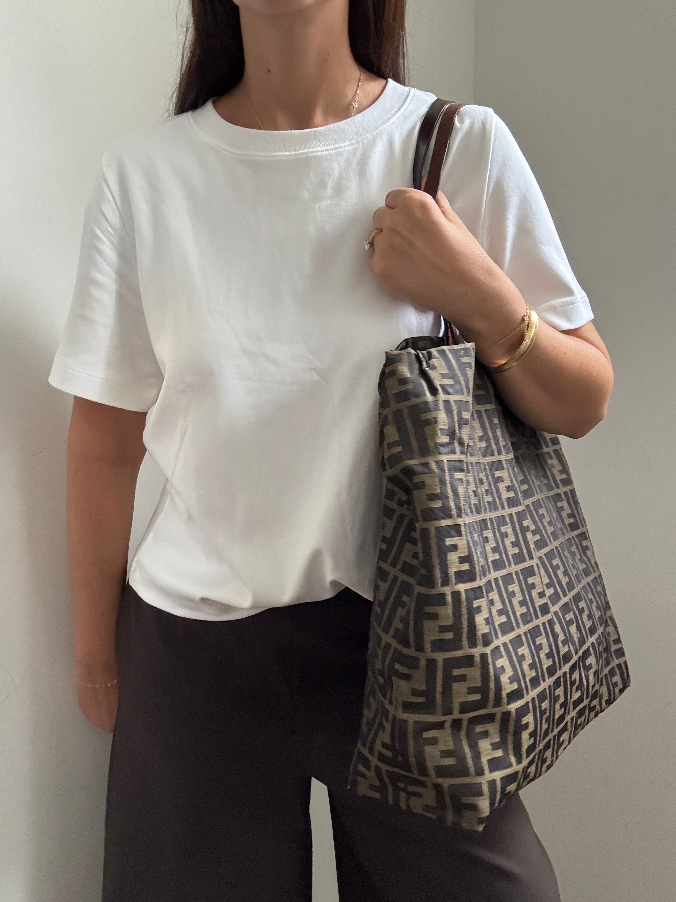 Vintage Fendi Zucca Canvas Tote Bag Nylon Brown