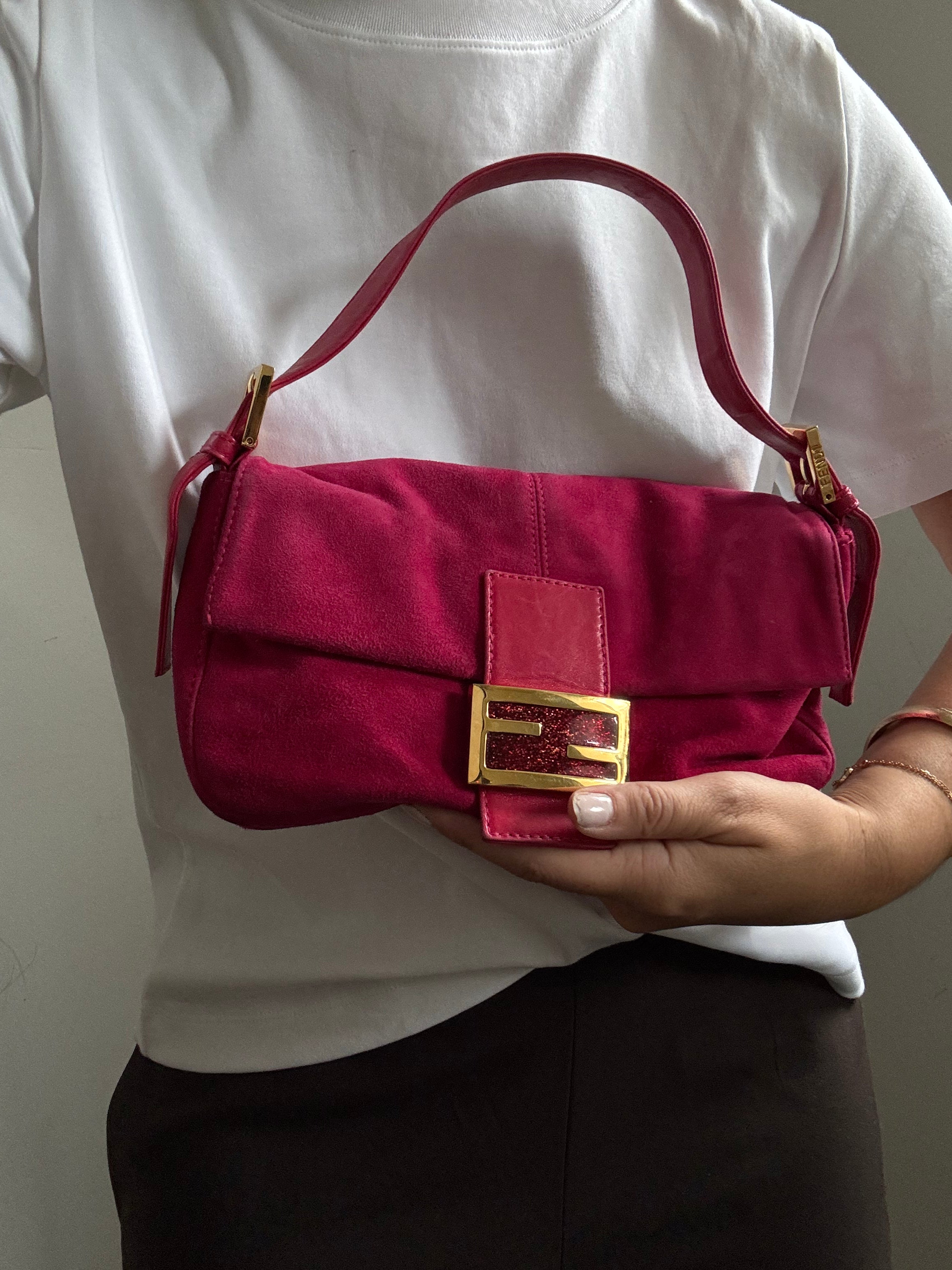 Vintage Fuchsia Fendi Suede Bag