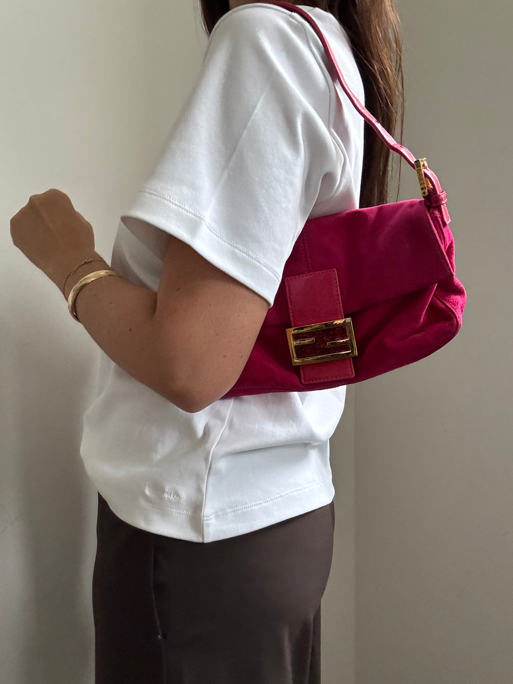 Vintage Fuchsia Fendi Suede Bag