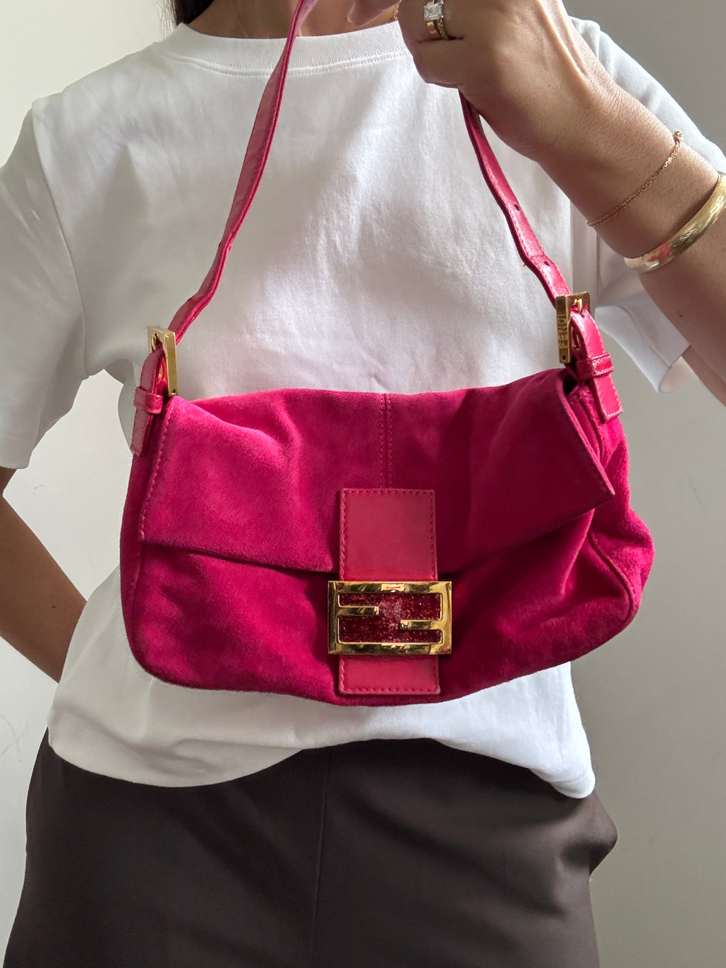 Vintage Fuchsia Fendi Suede Bag