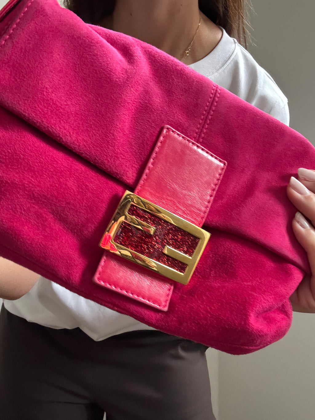 Vintage Fuchsia Fendi Suede Bag