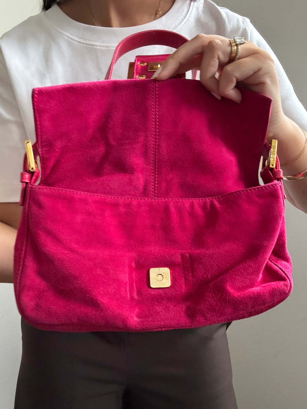 Vintage Fuchsia Fendi Suede Bag