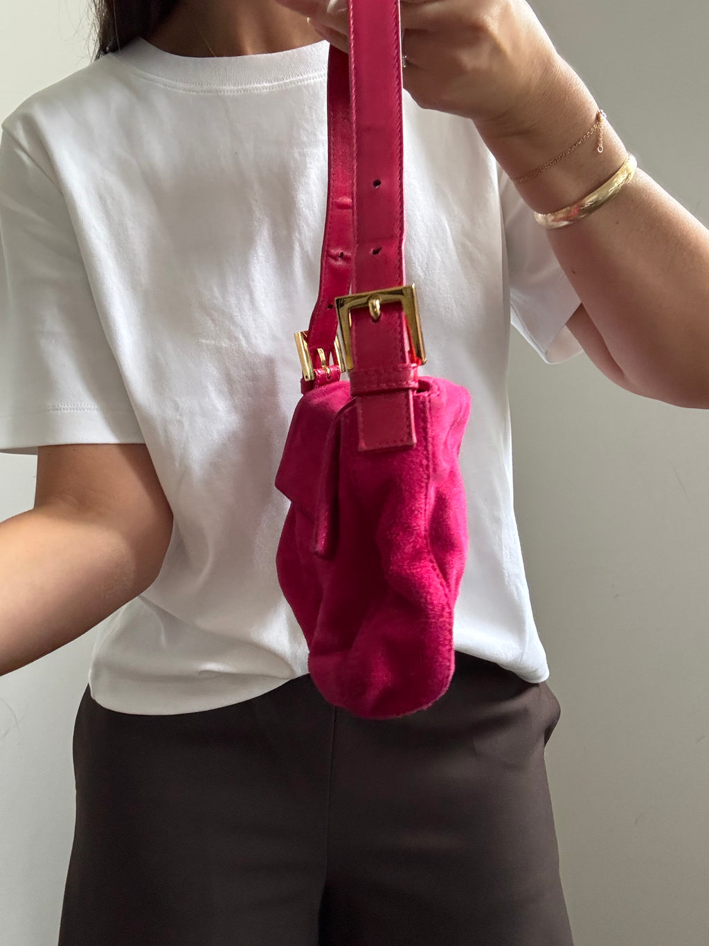 Vintage Fuchsia Fendi Suede Bag