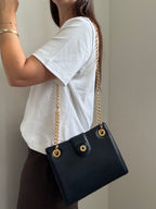 Vintage Tiffany & Co Navy Blue Chain Shoulder Bag