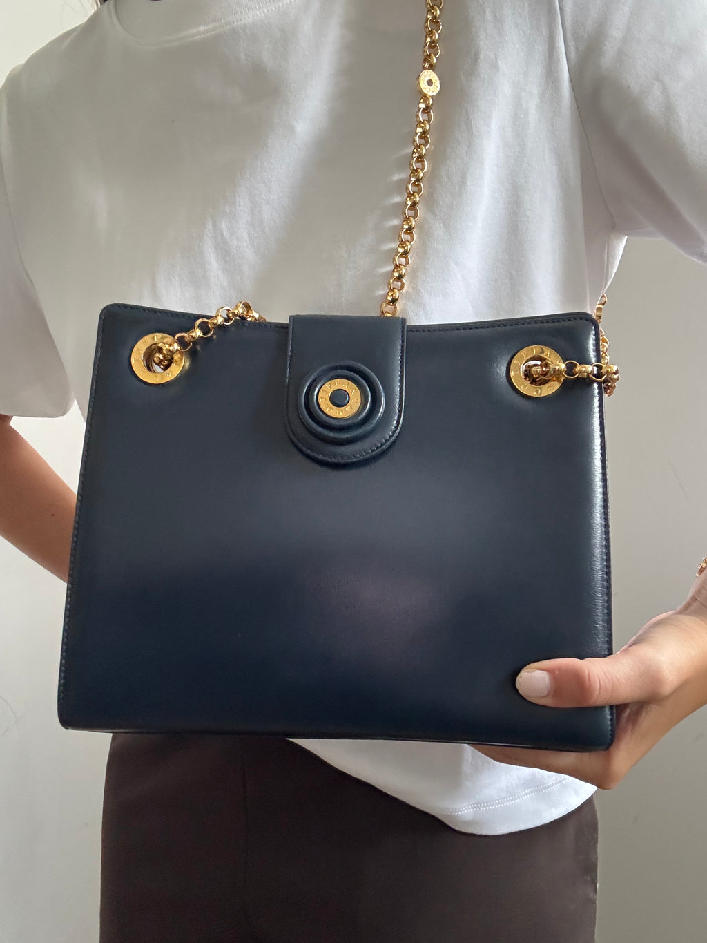 Vintage Tiffany & Co Navy Blue Chain Shoulder Bag