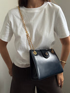 Vintage Tiffany & Co Navy Blue Chain Shoulder Bag