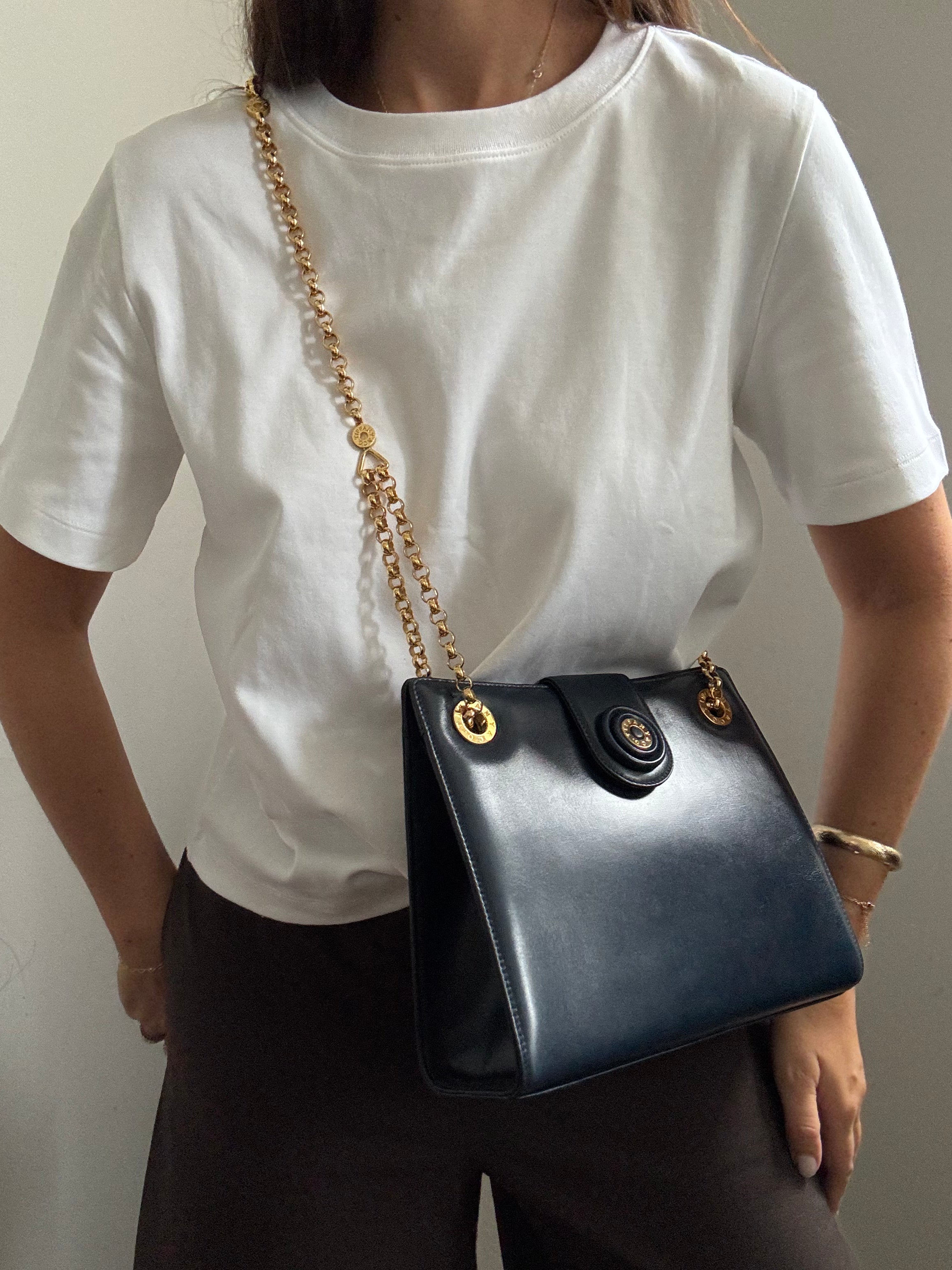 Vintage Tiffany & Co Navy Blue Chain Shoulder Bag