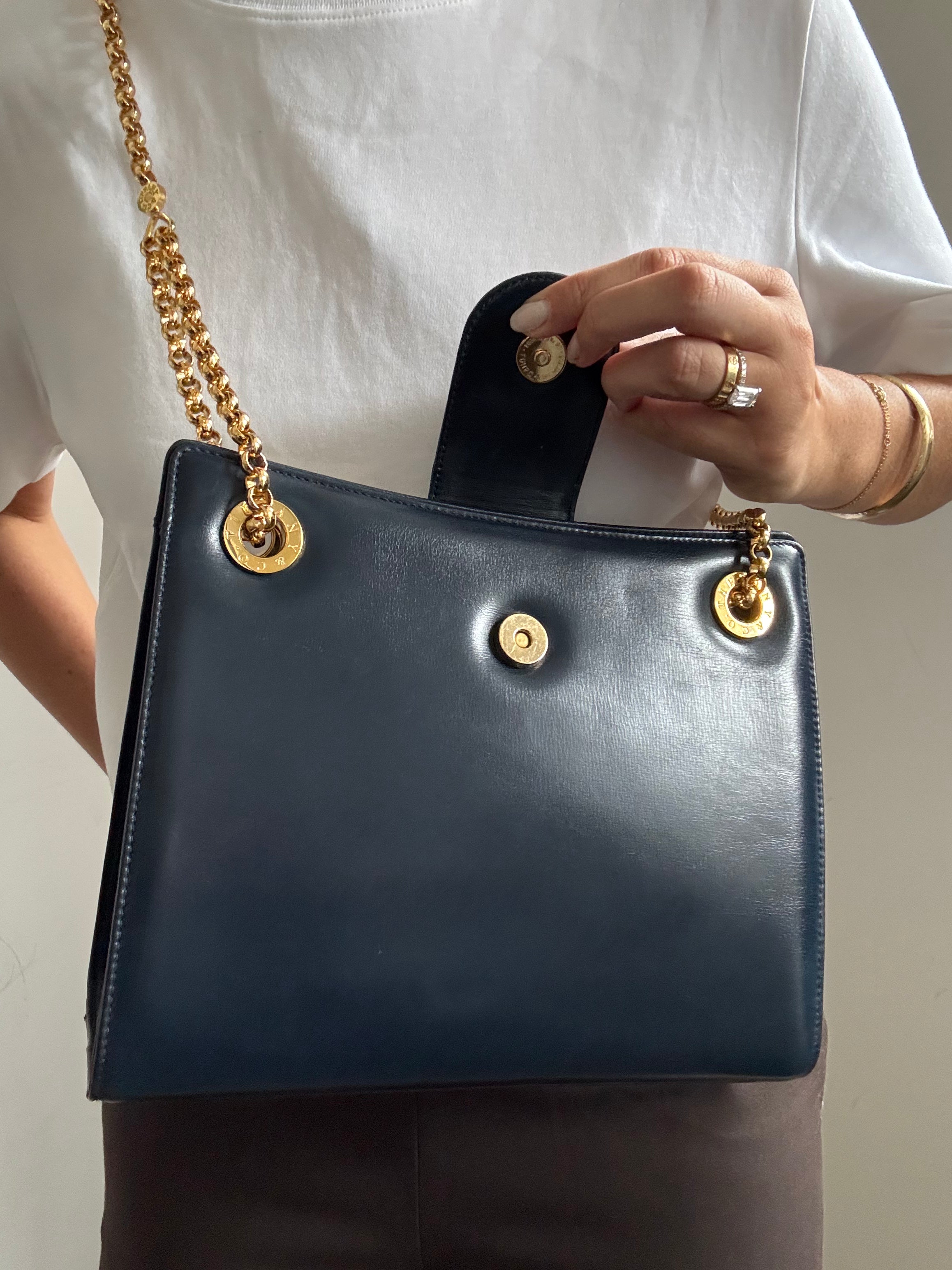 Vintage Tiffany & Co Navy Blue Chain Shoulder Bag