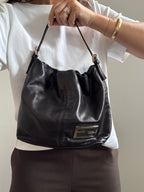 Vintage Fendi Leather Mamma Shoulder Bag in Black
