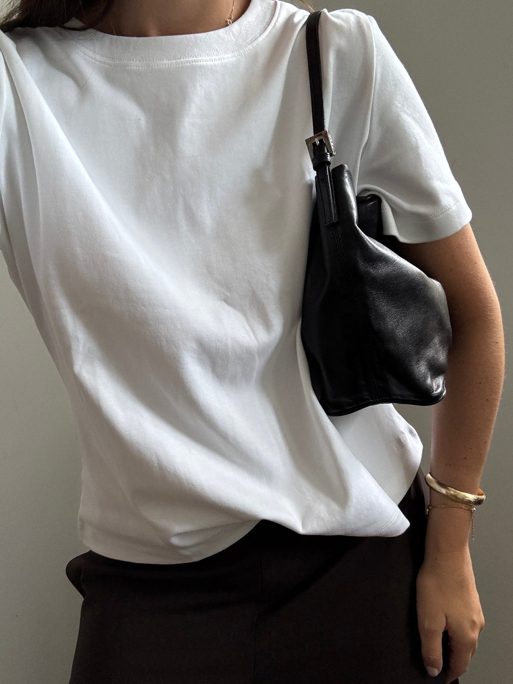 Vintage Fendi Leather Mamma Shoulder Bag in Black
