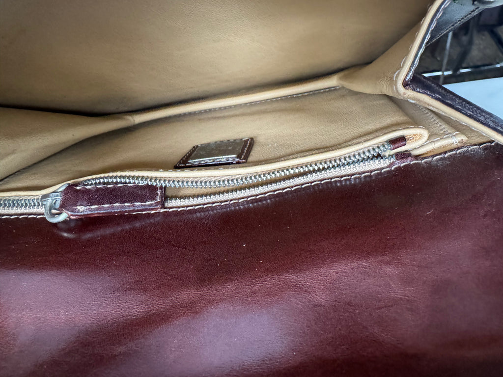 Vintage Fendi Leather Beige Calf Hair Shoulder Bag