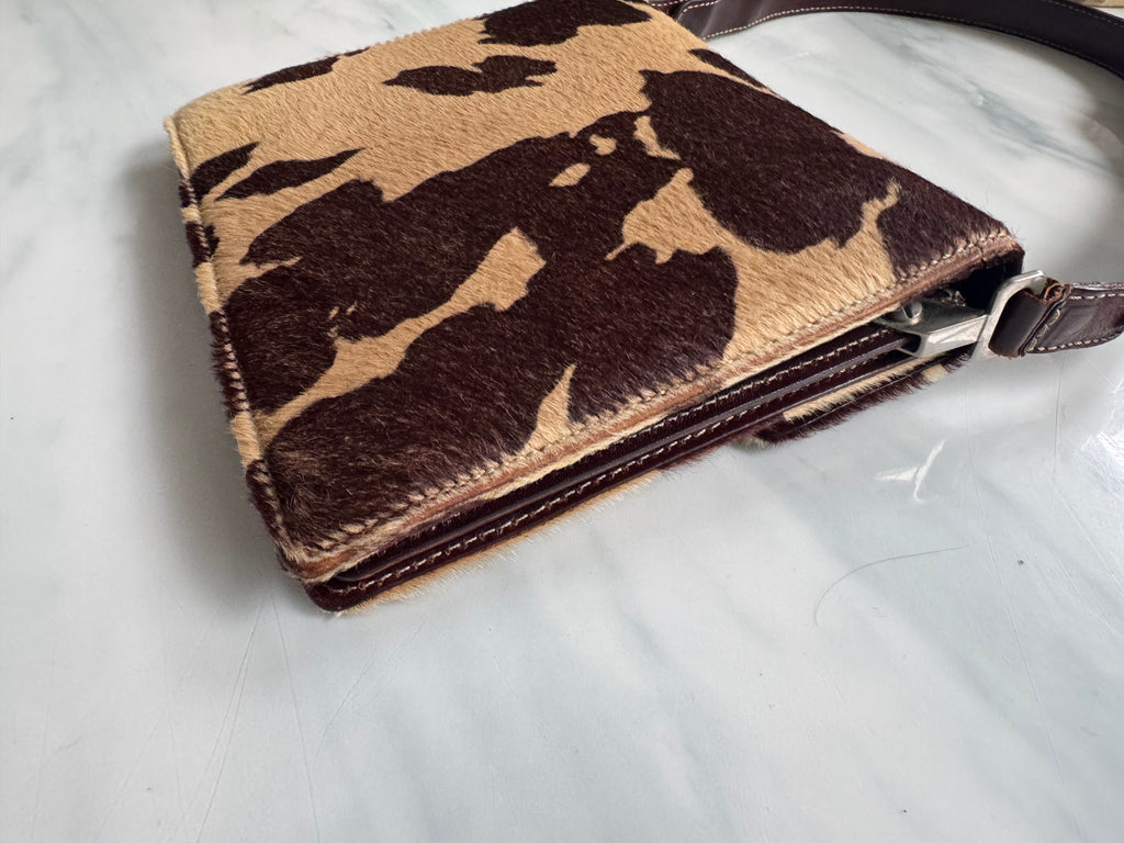 Vintage Fendi Leather Beige Calf Hair Shoulder Bag