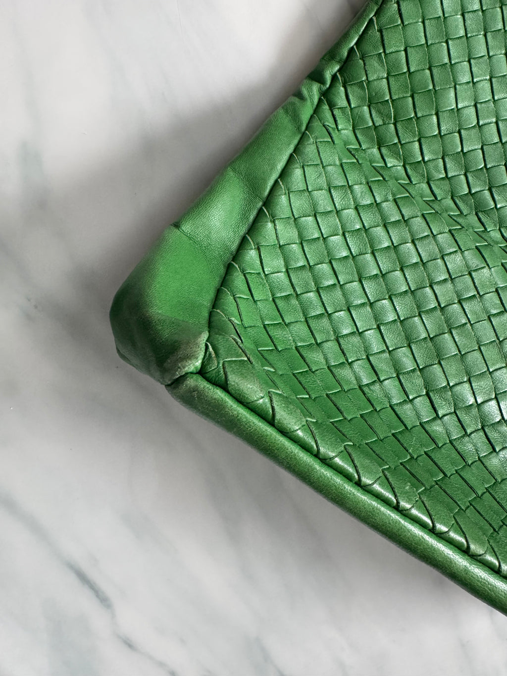 Vintage Bottega Veneta Leather Green Hand Bag
