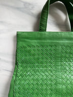 Vintage Bottega Veneta Leather Green Hand Bag