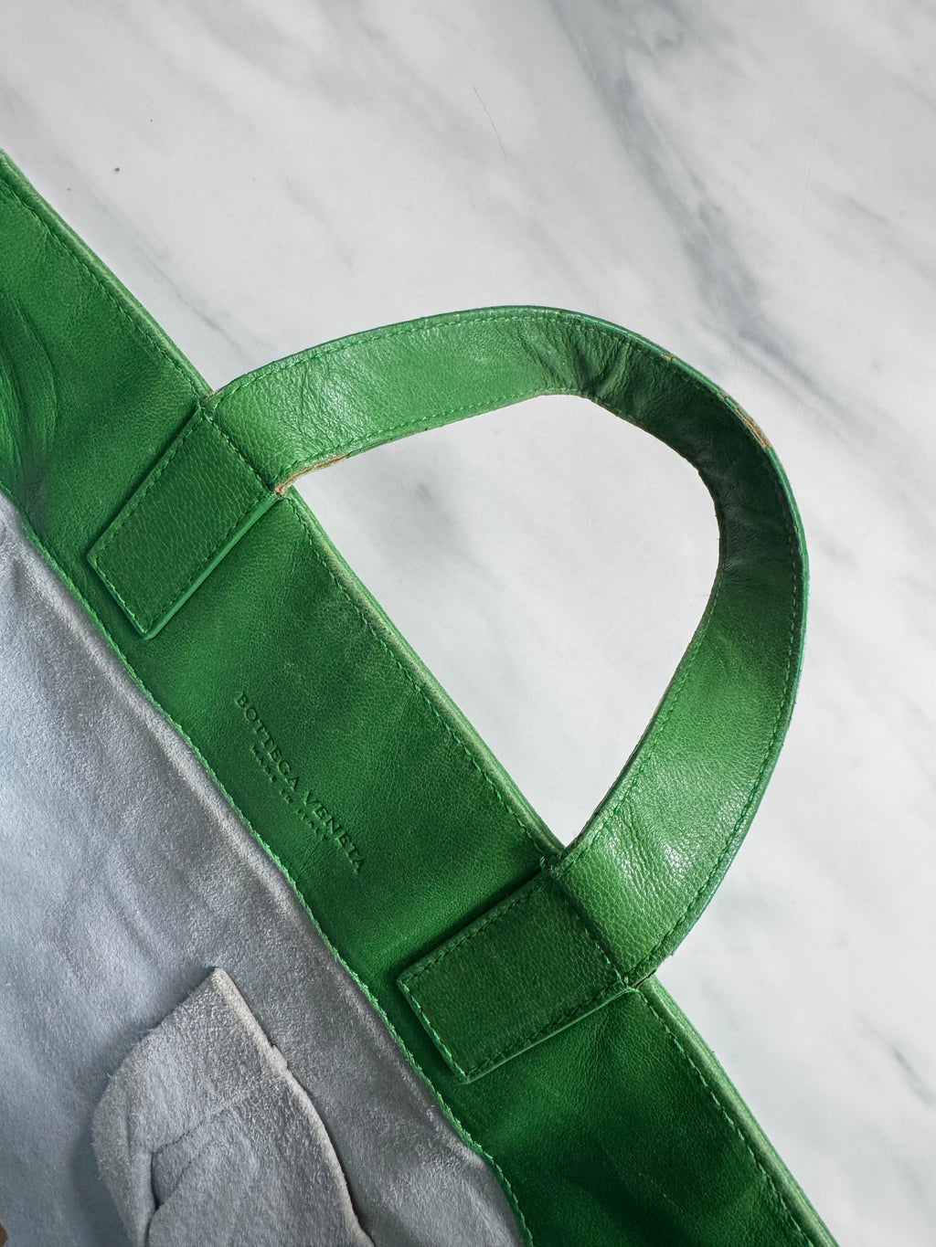 Vintage Bottega Veneta Leather Green Hand Bag