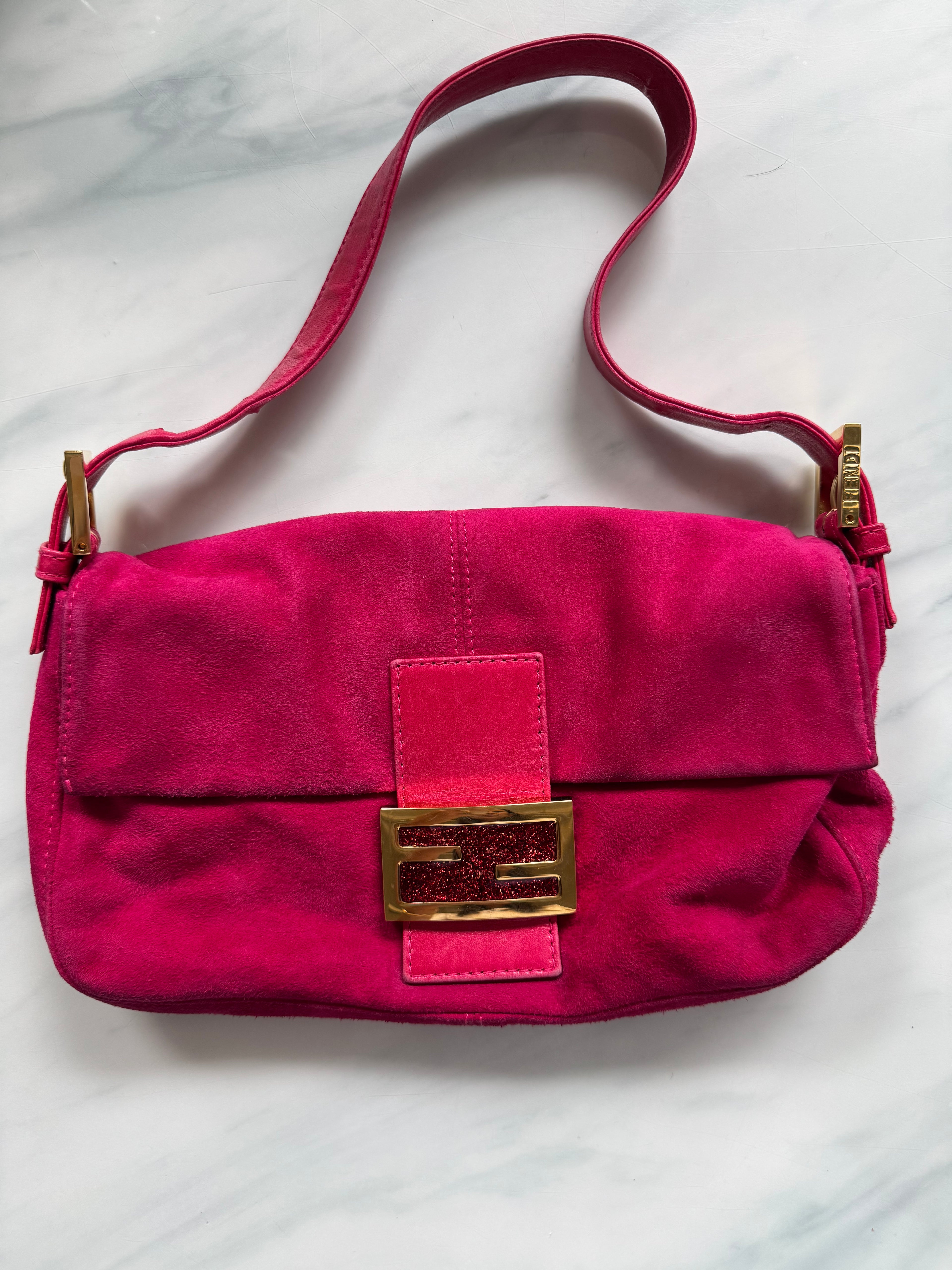 Vintage Fuchsia Fendi Suede Bag