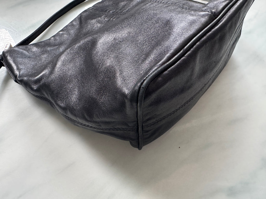 Vintage Fendi Leather Mamma Shoulder Bag in Black