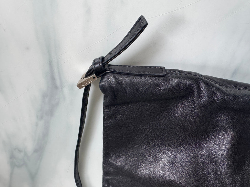 Vintage Fendi Leather Mamma Shoulder Bag in Black