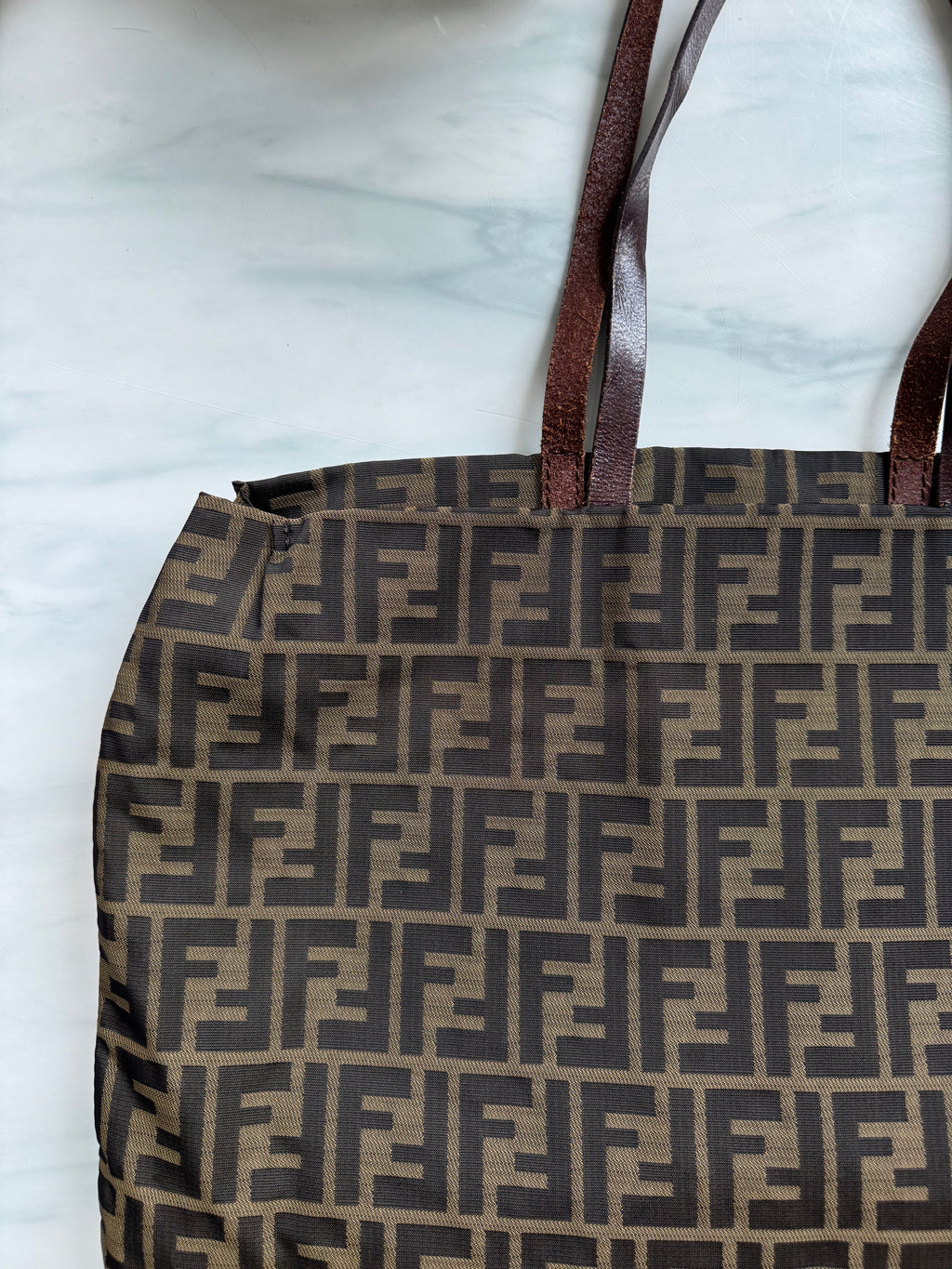 Vintage Fendi Zucca Canvas Tote Bag Nylon Brown
