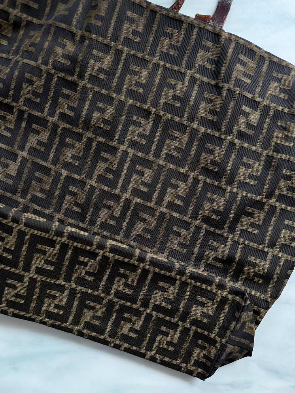 Vintage Fendi Zucca Canvas Tote Bag Nylon Brown