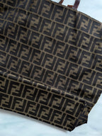 Vintage Fendi Zucca Canvas Tote Bag Nylon Brown