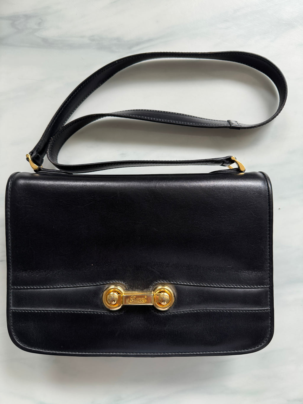 Vintage Gucci Shoulder Black Leather Bag