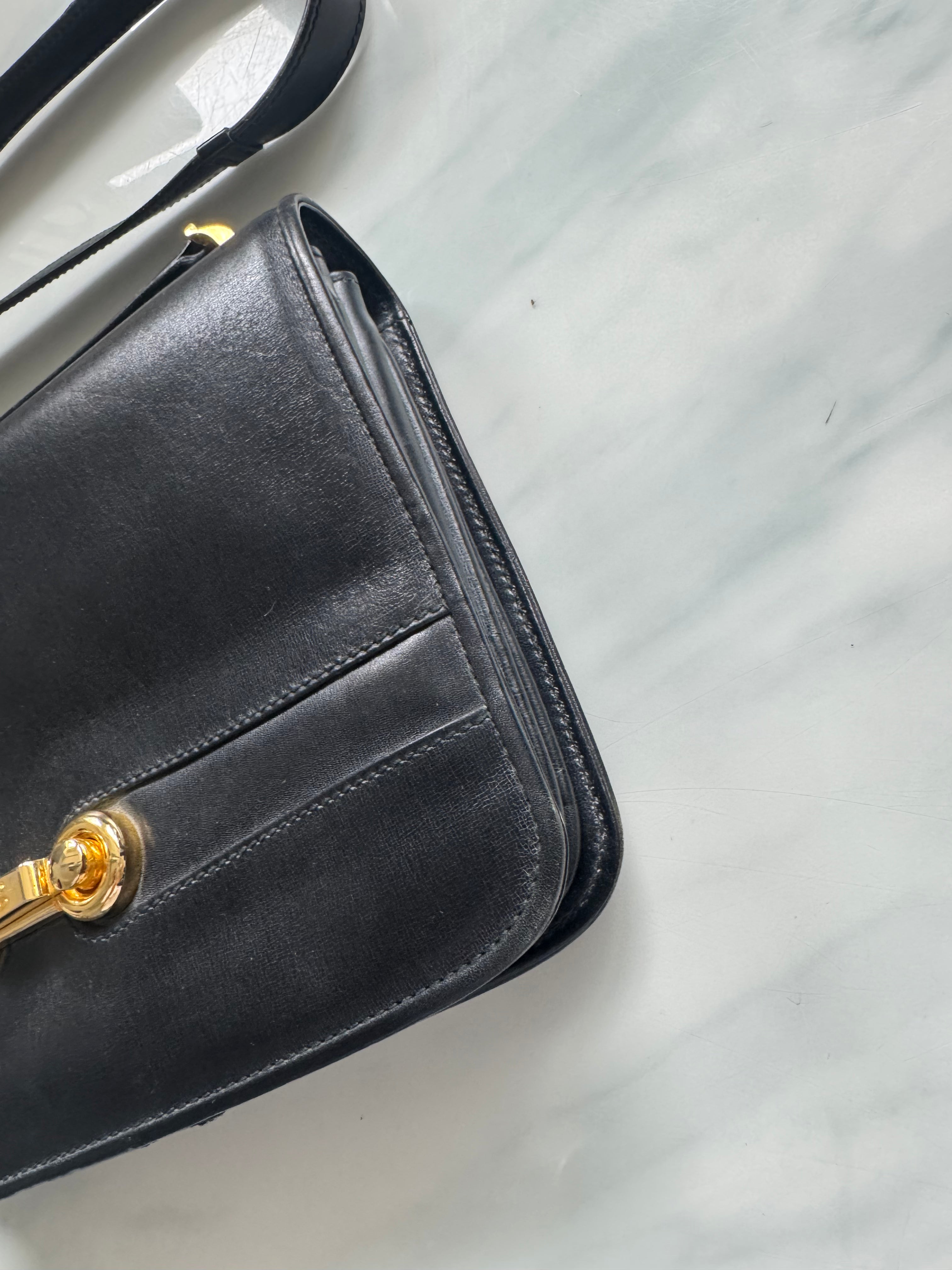 Vintage Gucci Shoulder Black Leather Bag