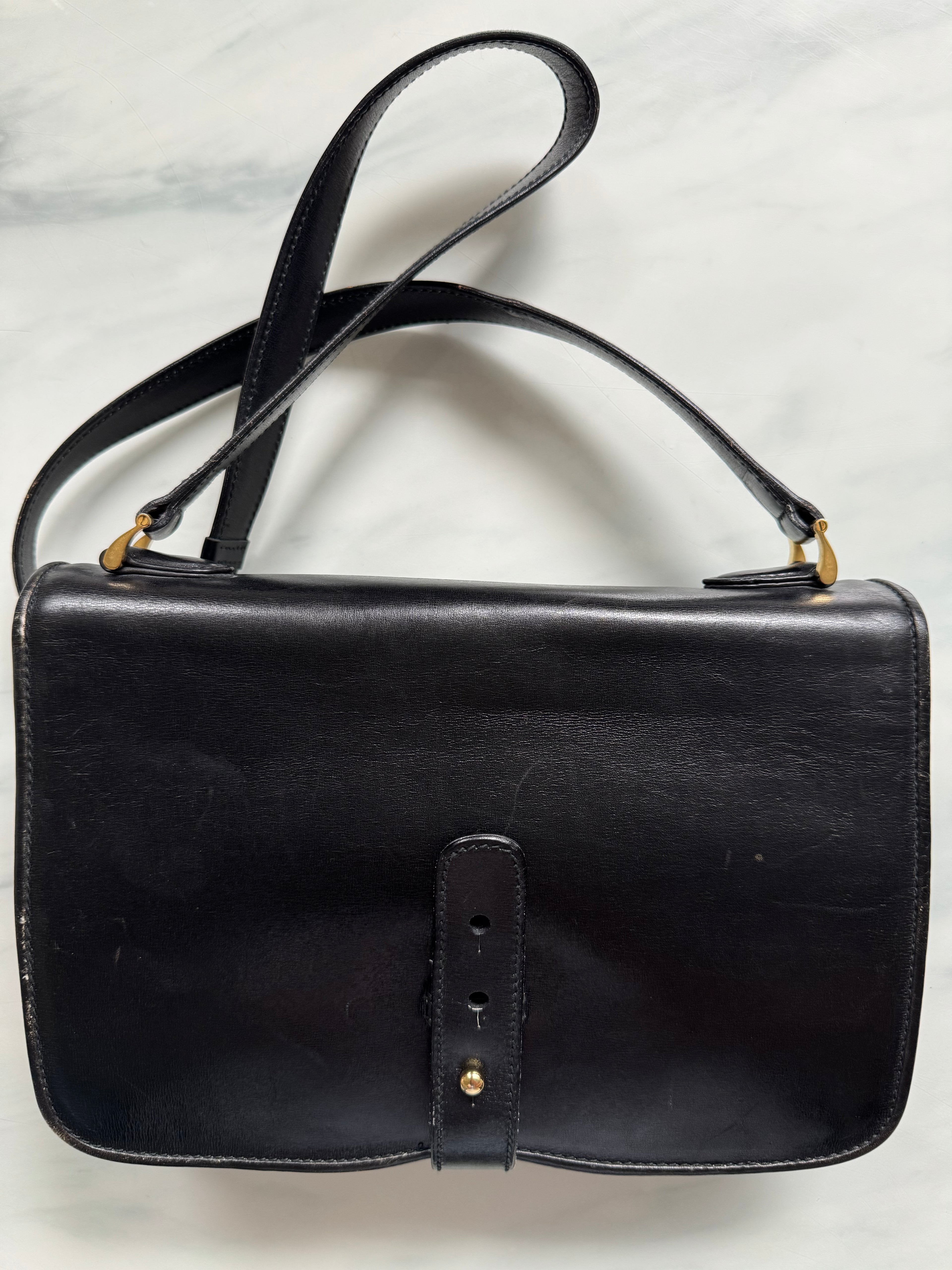 Vintage Gucci Shoulder Black Leather Bag