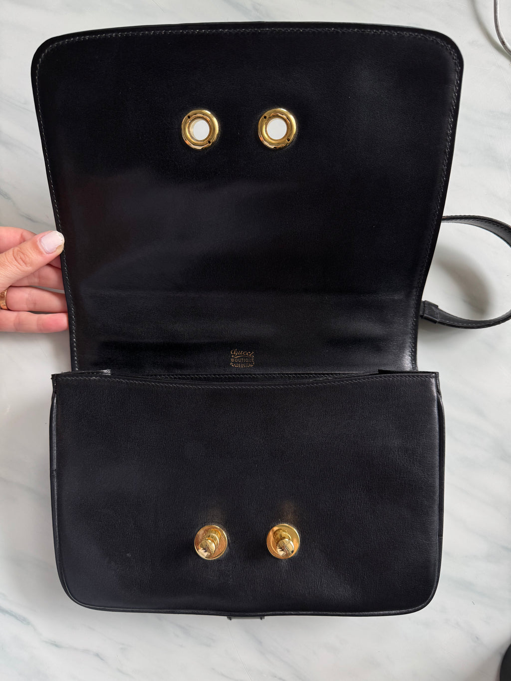 Vintage Gucci Shoulder Black Leather Bag
