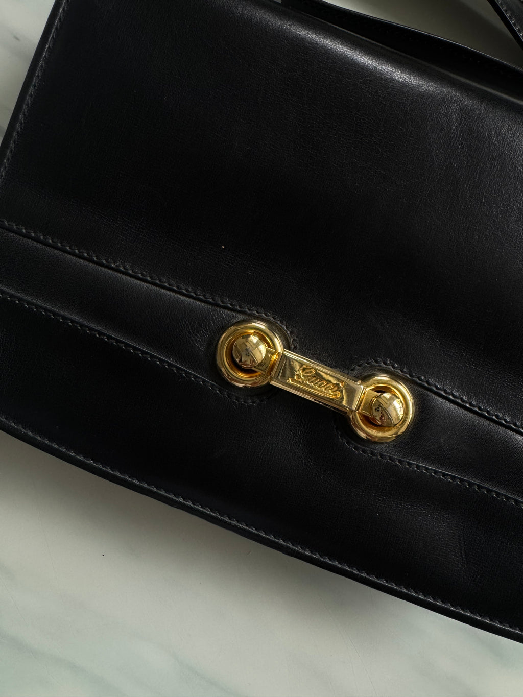 Vintage Gucci Shoulder Black Leather Bag