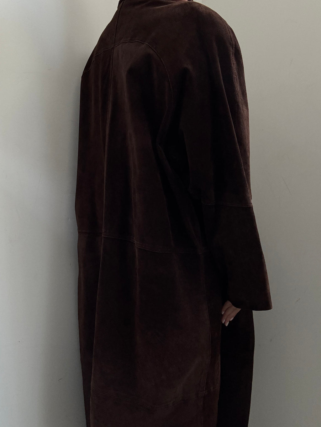 Vintage Brown Suede Buttoned Trench Coat Size XL