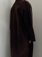 Vintage Brown Suede Buttoned Trench Coat Size XL