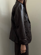 Vintage Chocolate Brown Lambskin Leather Buttoned Jacket Size Medium