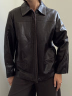 Vintage Brooks Brothers Chocolate Brown Zipped Leather Jacket Size Medium