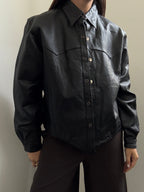 Vintage Western Black Leather Buttoned Jacket Size Medium