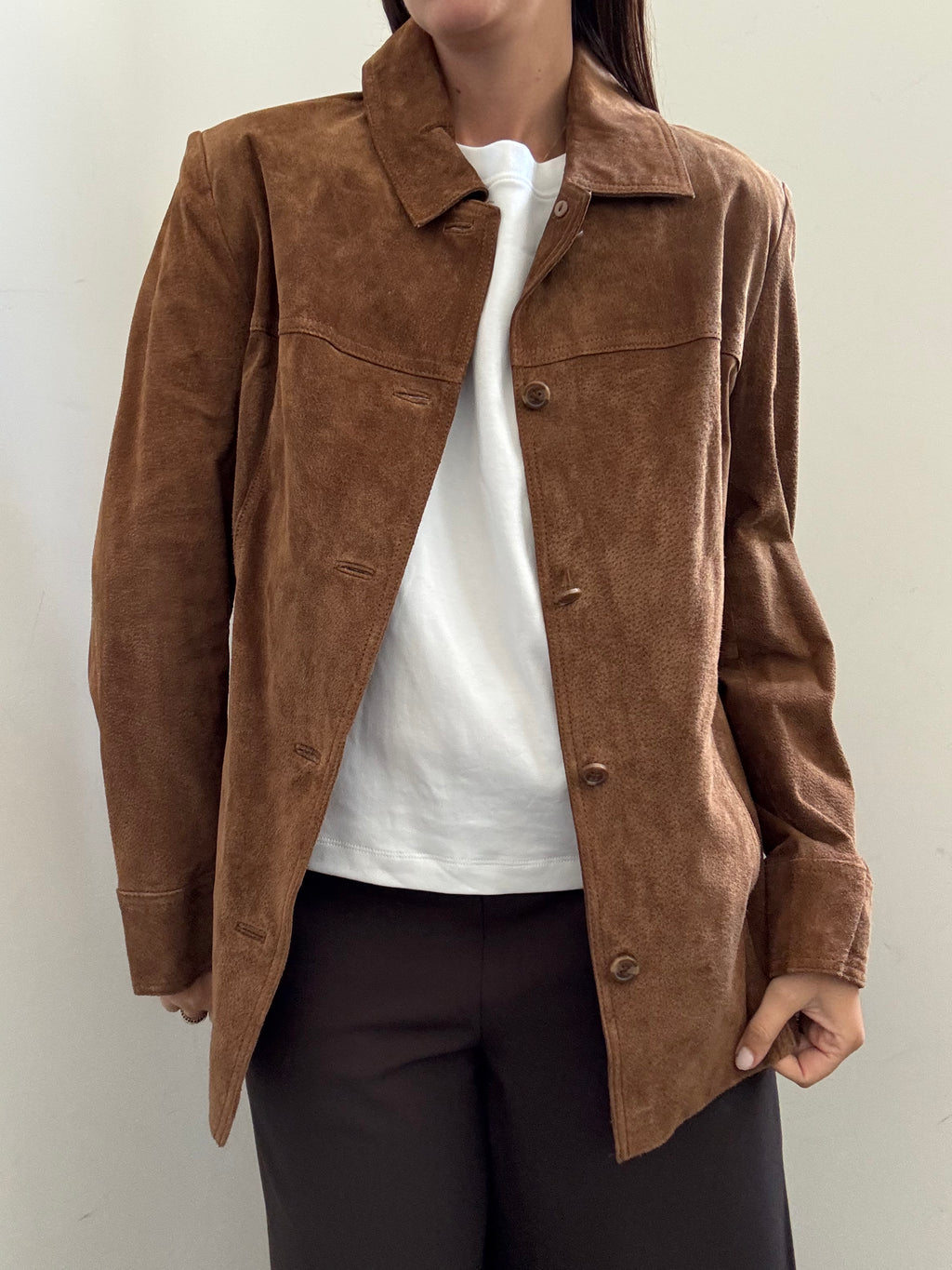 Vintage Caramel Suede Buttoned Jacket Size Small