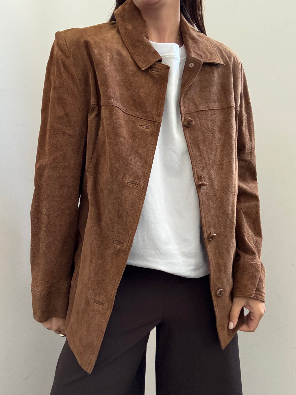 Vintage Caramel Suede Buttoned Jacket Size Small