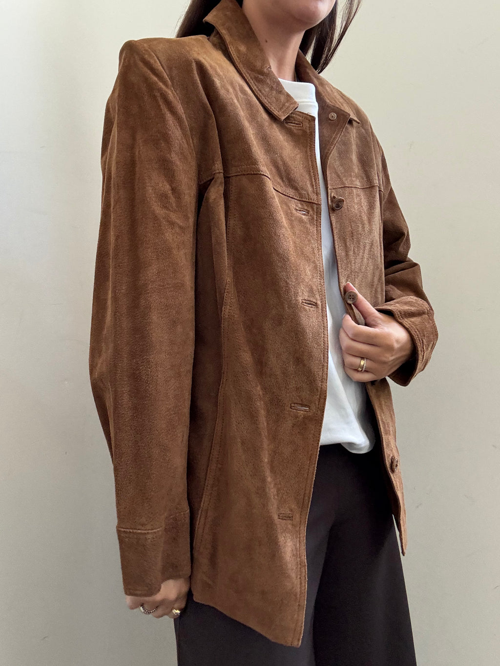 Vintage Caramel Suede Buttoned Jacket Size Small